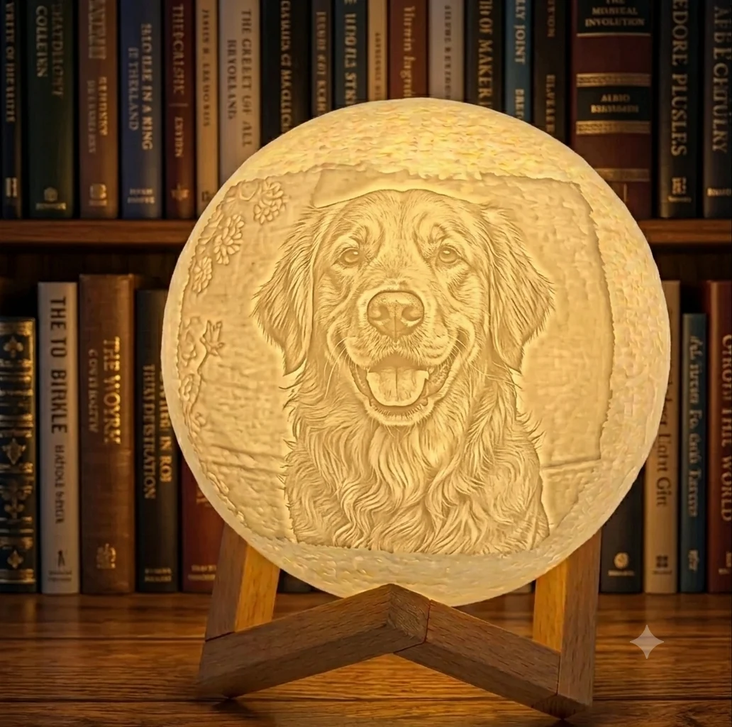 Pet Portrait Moon Lamp — Reference image