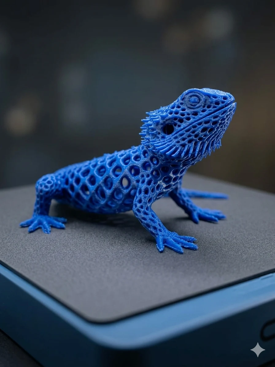 Blue Voronoi Lizard Sculpture — Reference image